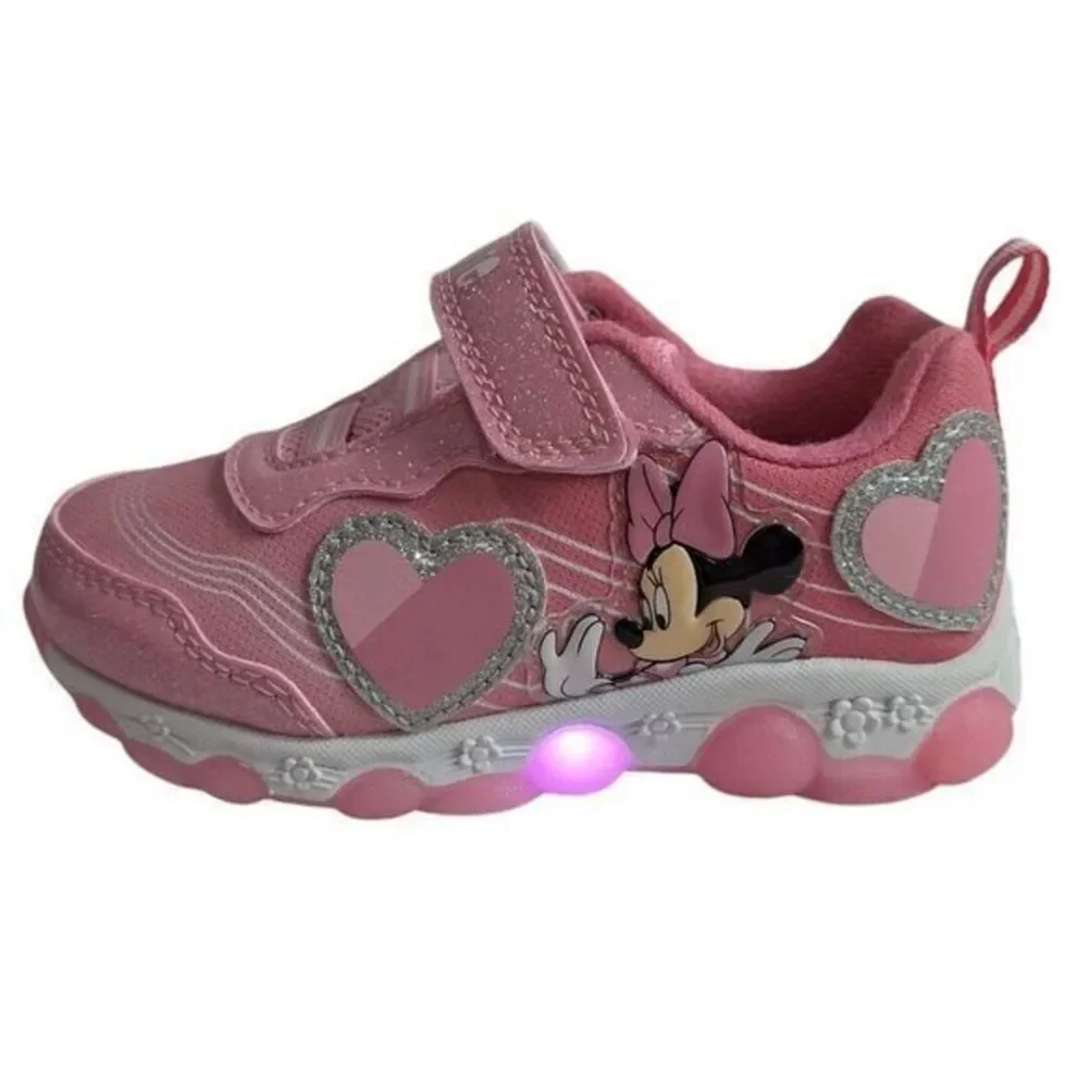 Minnie shoes for girls sneakers with LED light without laces Pink Size 7 (15 cms